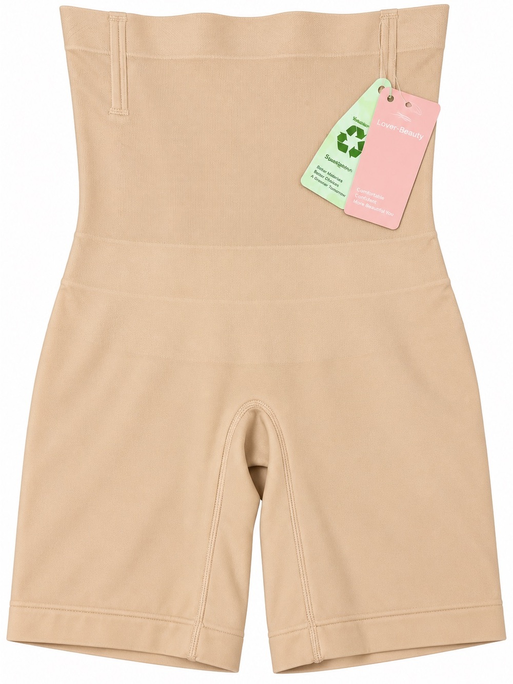 High-Waist Shaping Shorts - Beige